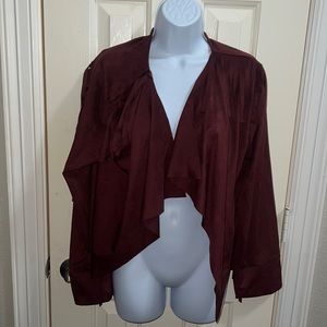 Crazy Train Fringe Wine-Burgundy Suede Jacket